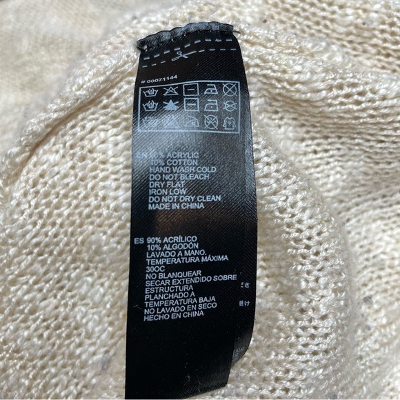 Forever 21 Keyhole Open Back Long Sleeve Sheer Knit Sweater in Cream Tan Small - Picture 6 of 8